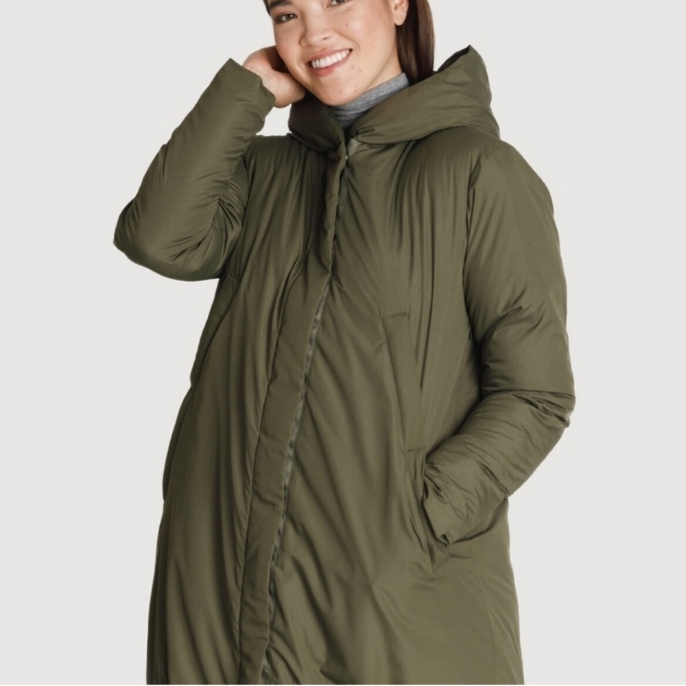 Kit and Ace puffer quilted winter hooded jacket parka black small